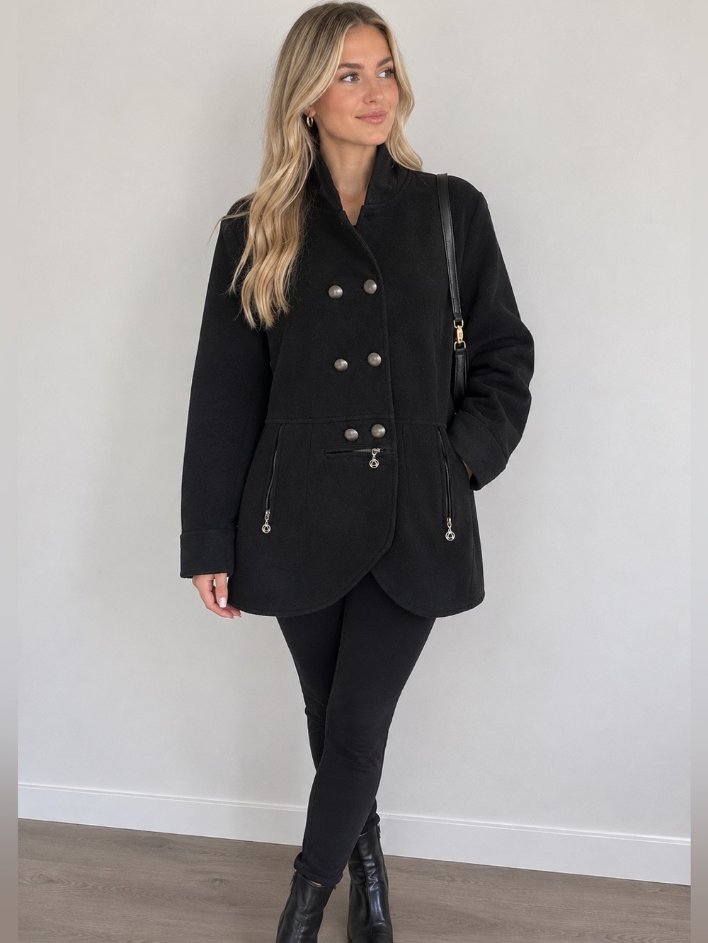 Long black buttoned Titika jacket